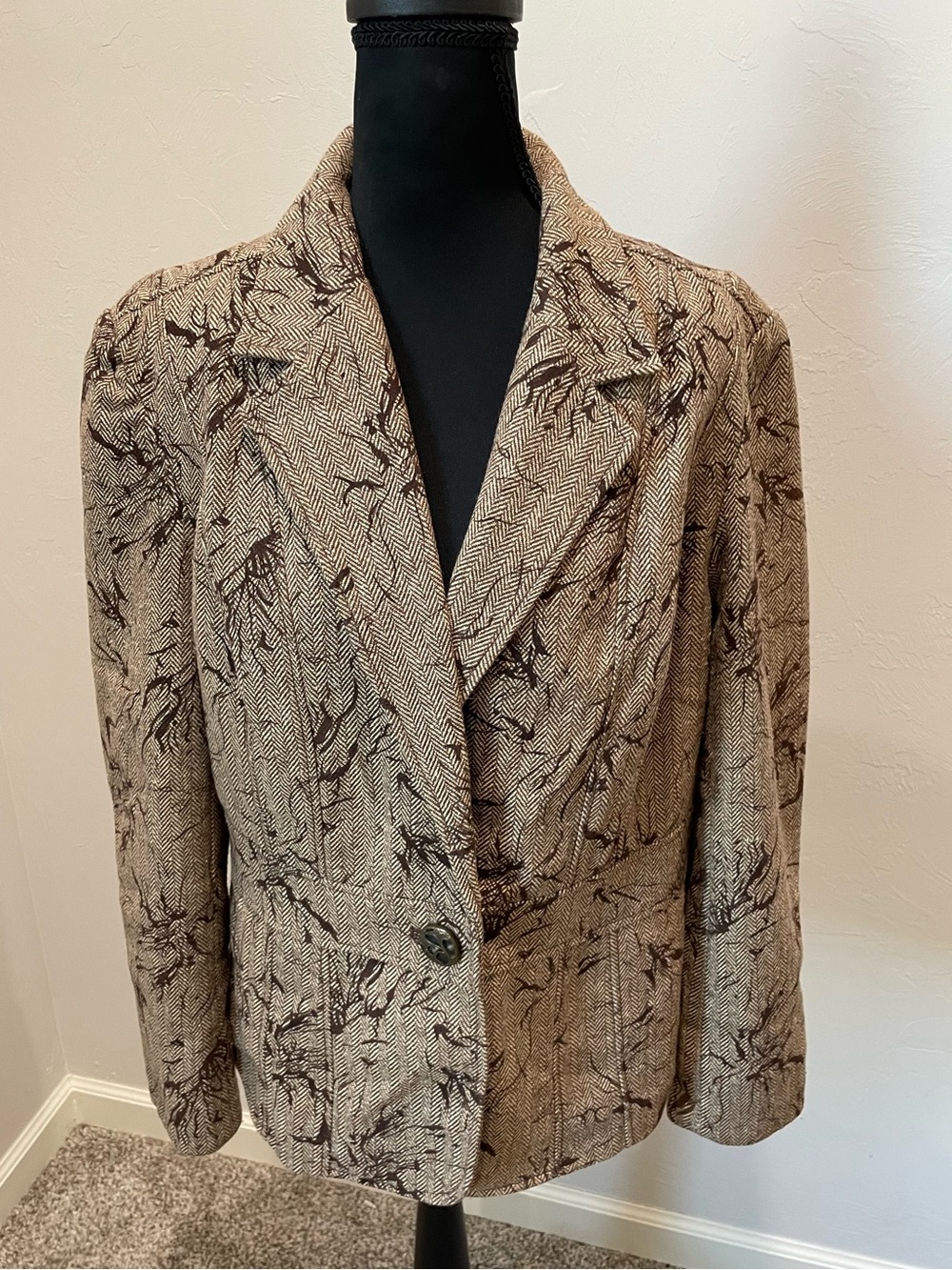Coldwater Creek Beige and Black Patterned Women's Blazer
